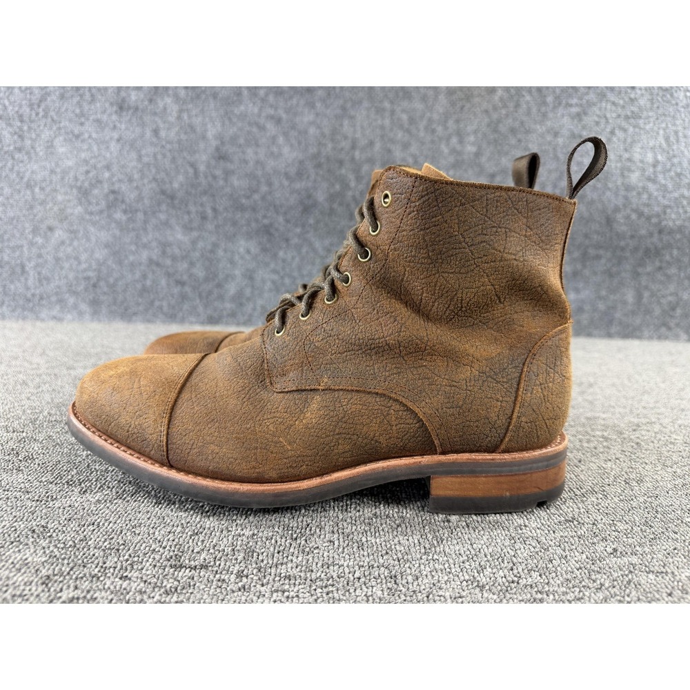Taft Boots Mens 7 Brown Leather Combat Ankle Lace Up Rubber Sole Lined Cap Toe - Picture 10 of 13